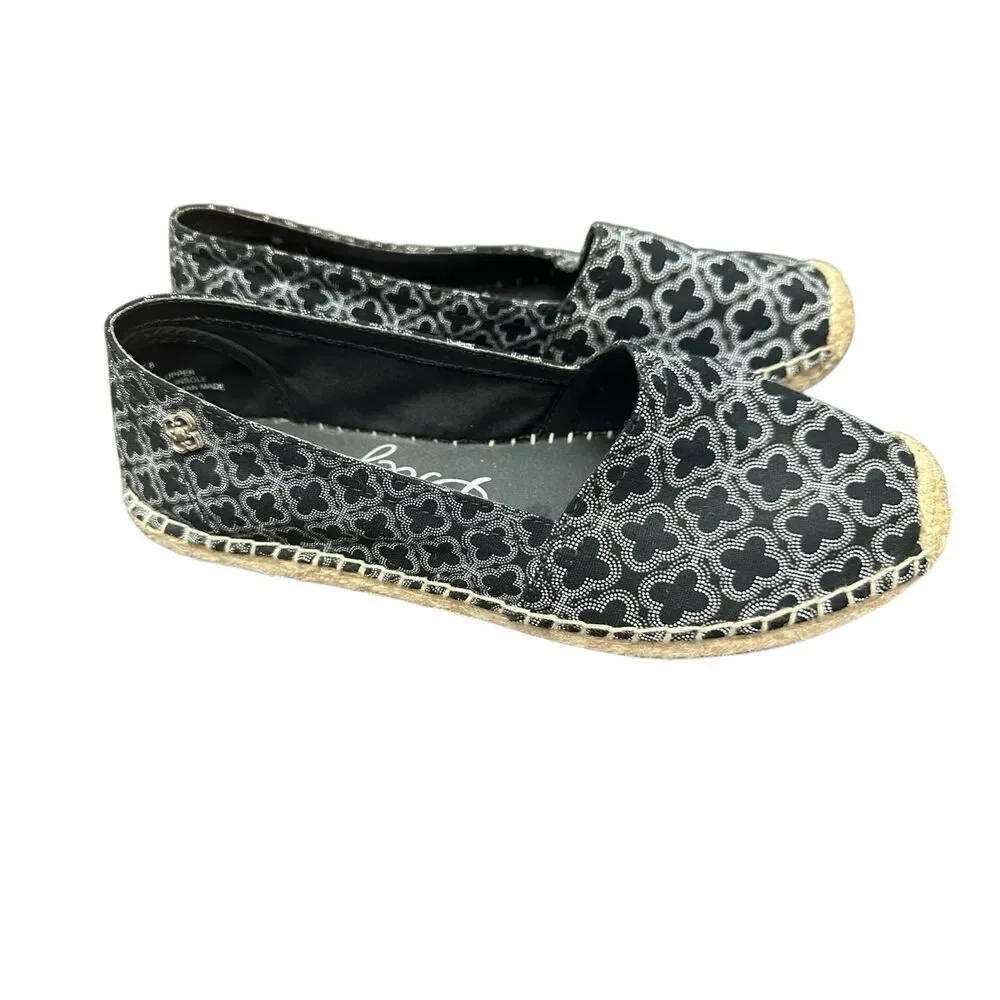 Brighton Avila geometric black canvas espadrilles Size:8